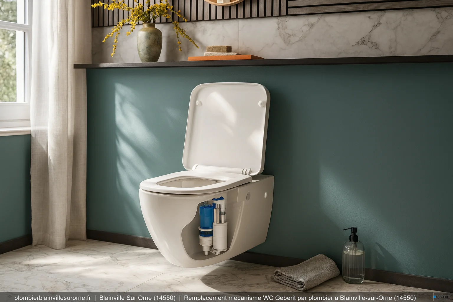 Remplacement mecanisme WC Geberit par plombier a Blainville-sur-Orne (14550)