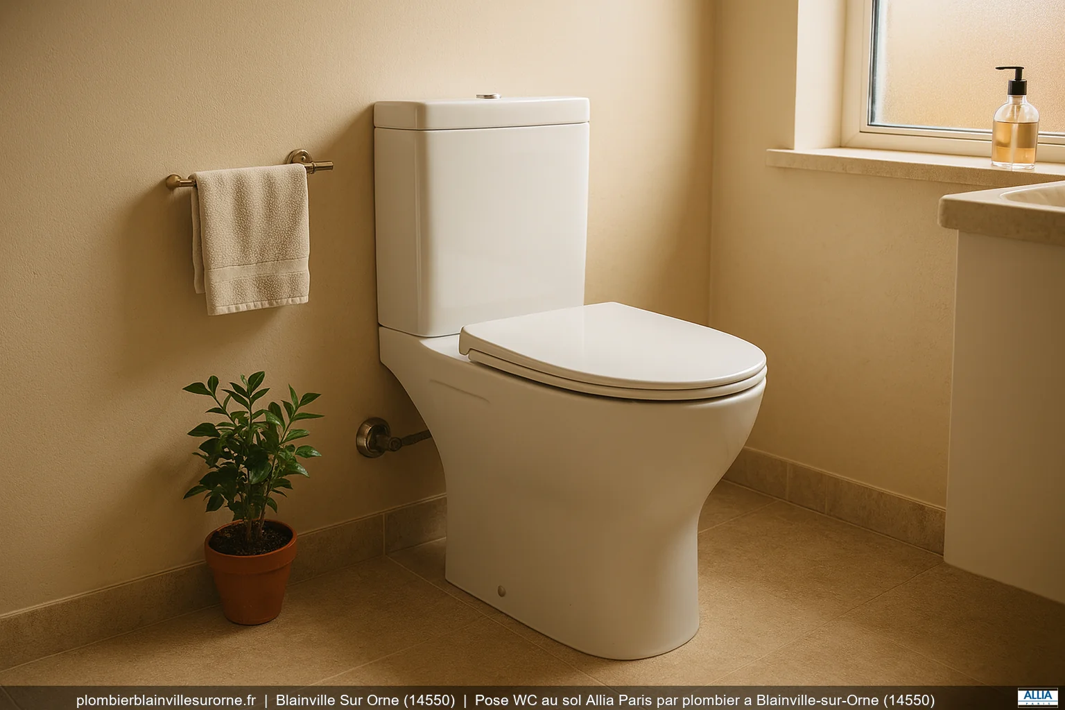 Pose WC au sol Allia Paris par plombier a Blainville-sur-Orne (14550)